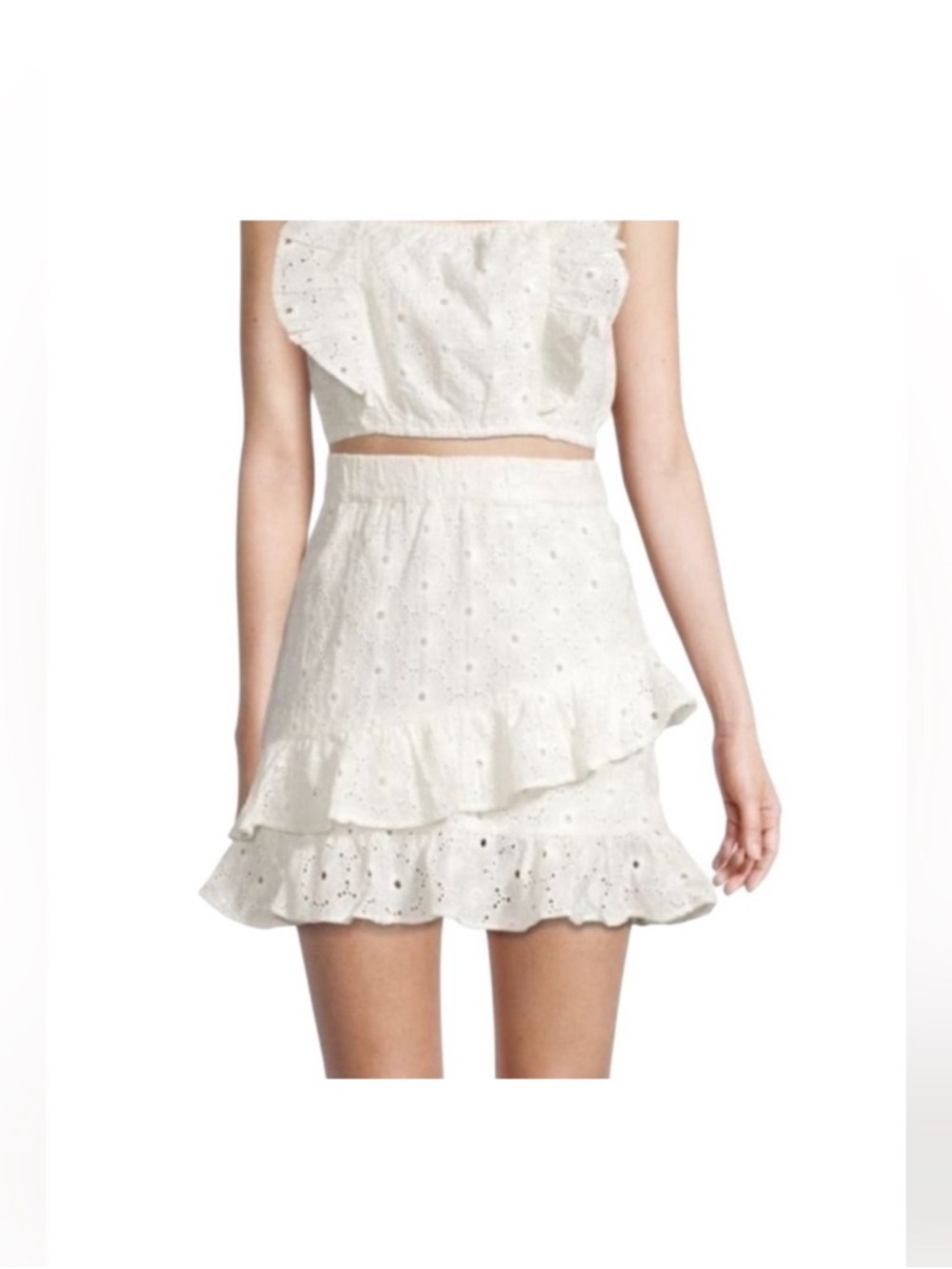 7 For All Mankind NWT bohemian white eyelet lace pullon cotton skirt medium